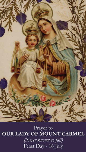 Our Lady of Mt. Carmel Prayer Card***BUYONEGETONEFREE***